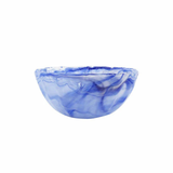 Blue marbled bowl on a white background