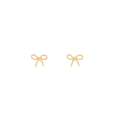 Gold bow-shaped earrings on a white background