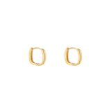 18K gold-filled square huggie hoop earrings with a polished finish, photographed on a white background.