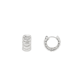 Two silver hoop earrings on a white background