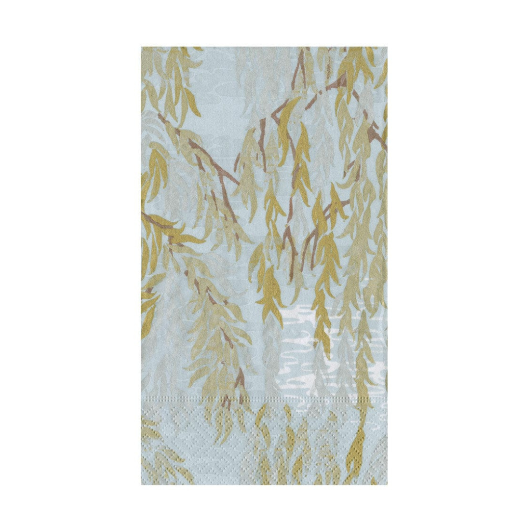 Decorative guest towel with gold leaf pattern on a white background