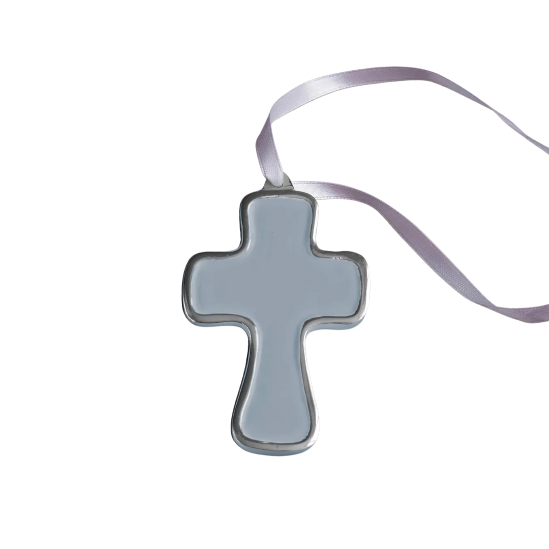 encanto athens cross ornament slate/blue on white background