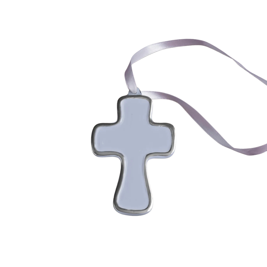encanto athens cross ornament periwinkle on white background