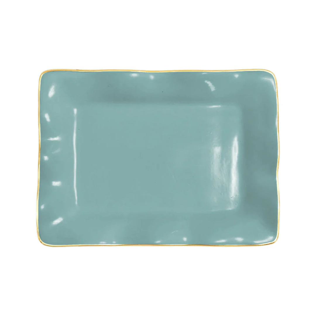 encanto vento small rectangular tray turquoise on white background