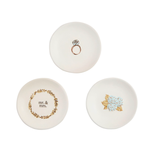 Three decorative items with 'mr. & mrs.' and floral designs on a white background
