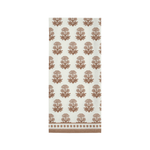 White towel with brown tree pattern on a white background