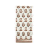 White towel with brown tree pattern on a white background