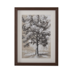 Framed artwork of a tree on a white background