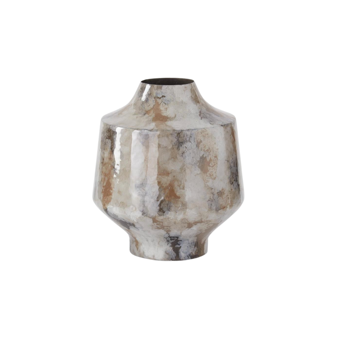 Decorative vase with a textured surface on a white background