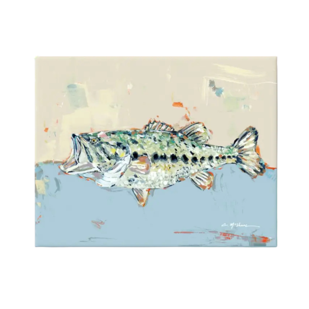 Painting of a fish on a textured background