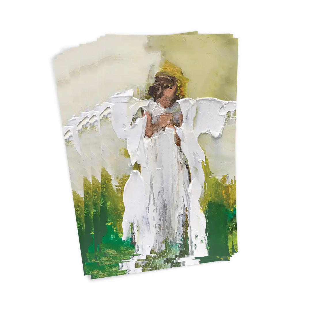 Pack of guest towels with an angel design on a white background