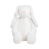 ivory plush bunny toy with a pink nose on a white background