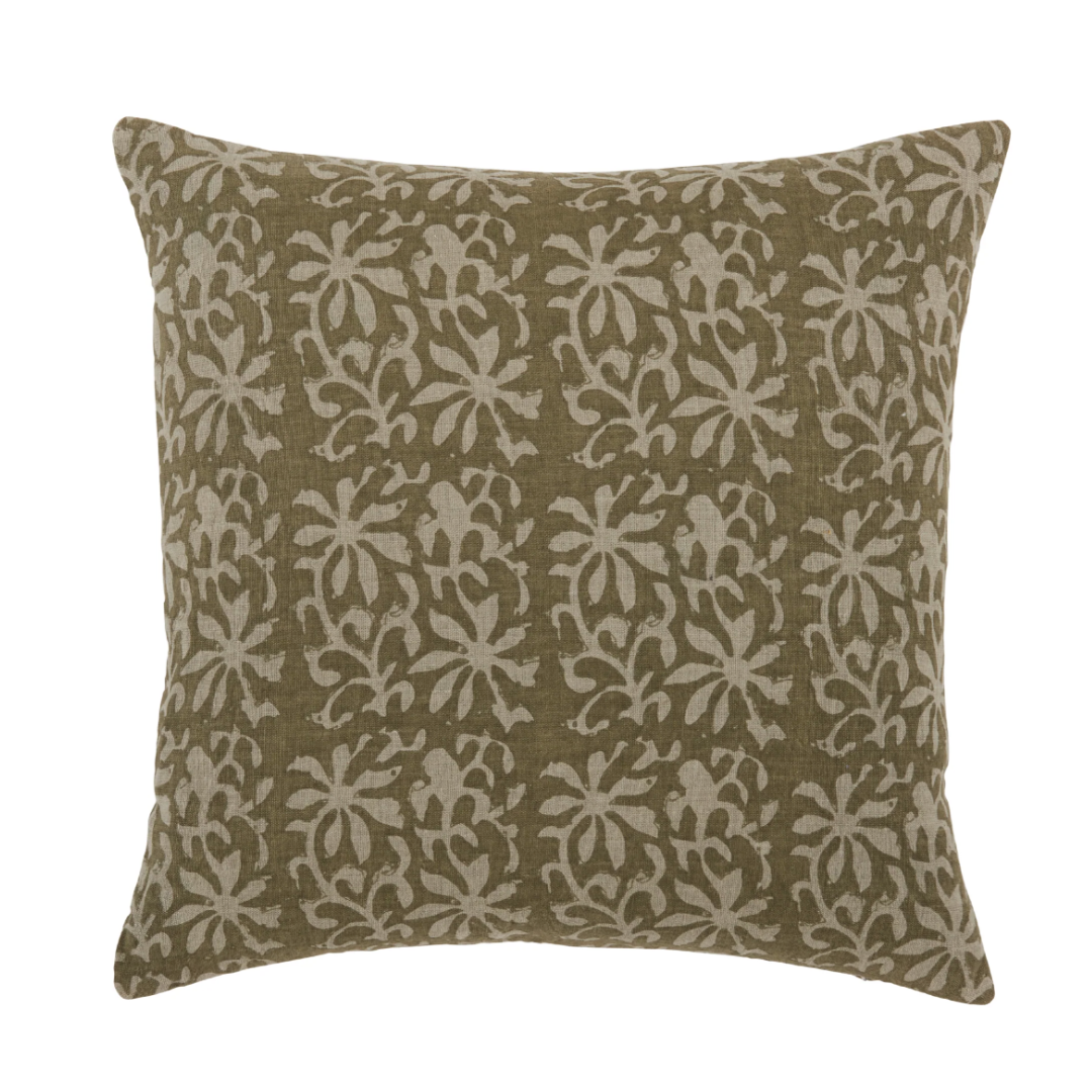 Decorative pillow with floral pattern on a white background