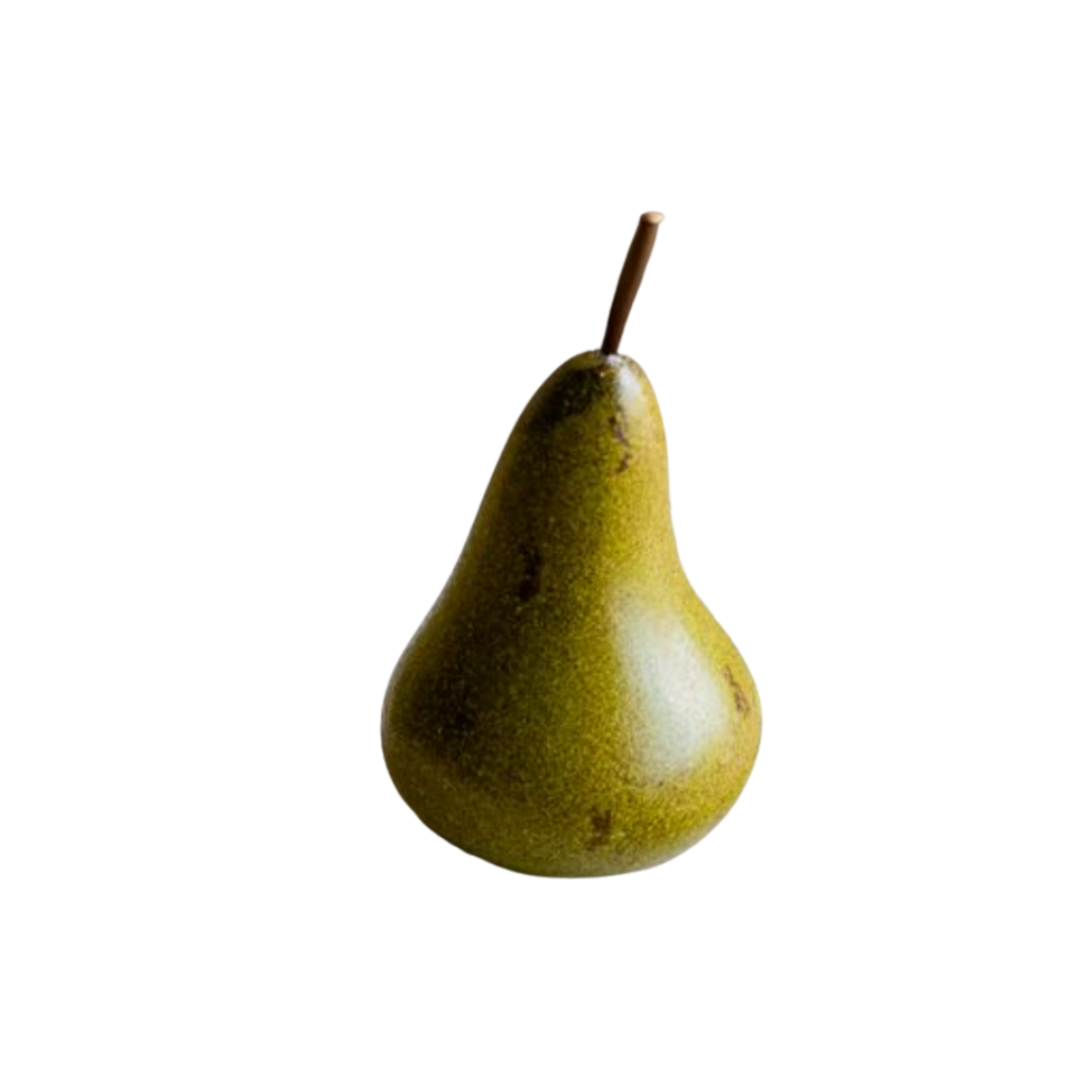 Green pear on a white background