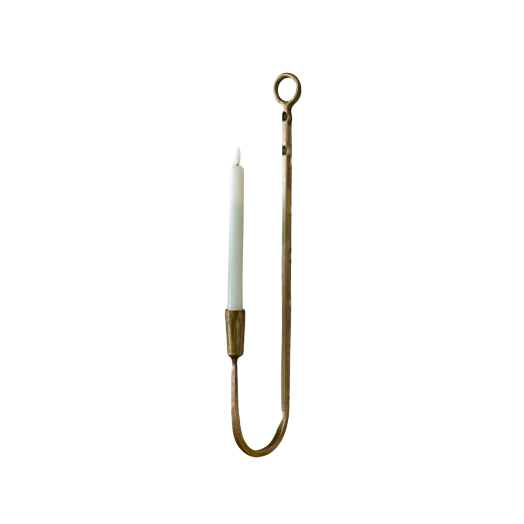 Candle holder with a candle on a white background