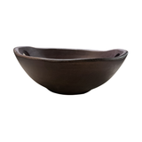 Brown wooden bowl on a white background