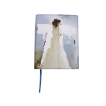 Anne Neilson Bible  cover with a printed design of a woman in a white dress on a white background