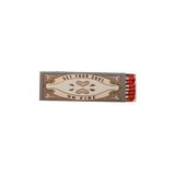A decorative matchbox with the words 'SET YOUR SOUL ON FIRE' and a heart motif, shown open with red matchsticks visible against a plain white background.