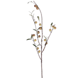 Artificial plant stem with small branches and leaves on a white background