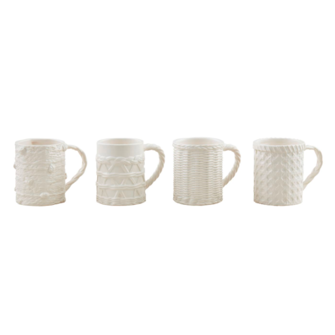 white woven ceramic mug