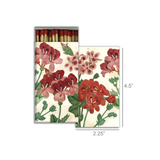 geraniums motif boxed matches, 50 matches