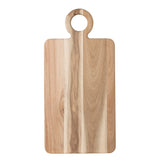 Wooden cutting board with a handle on a white background