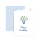 Greeting card with floral design and 'Happy Birthday' text on a white background