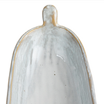 oval stoneware dish w/ Handles, Reactive Glaze, White