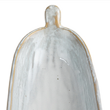 oval stoneware dish w/ Handles, Reactive Glaze, White