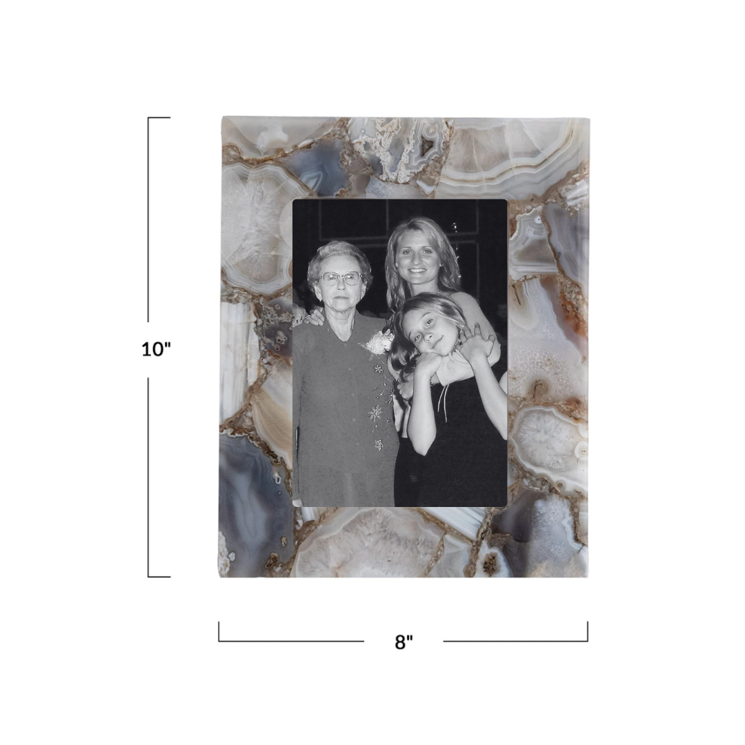 measurements of Agate Photo Frame, Natural (Holds 5" x 7" Photo)