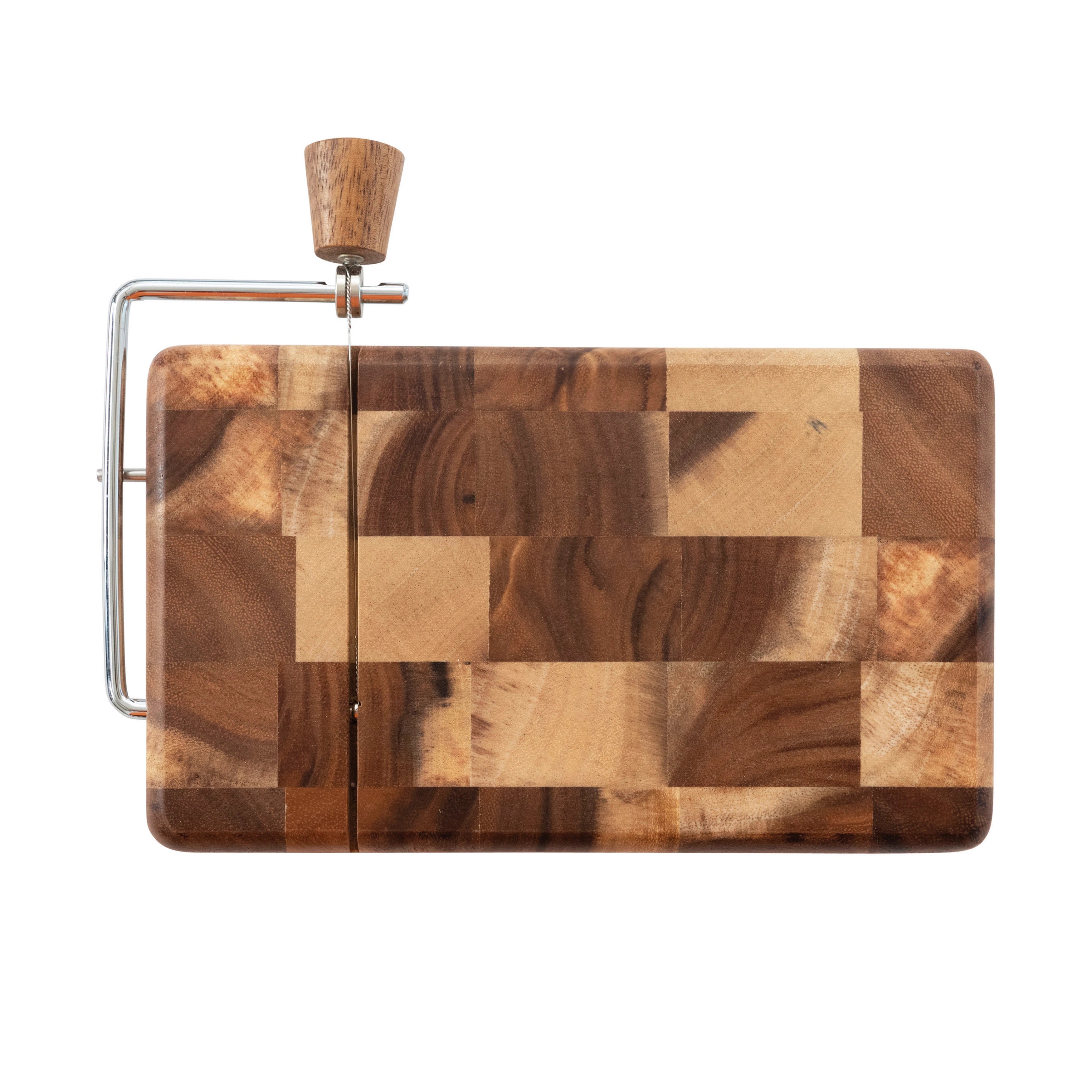 Wooden cutting board with a unique design on a white background