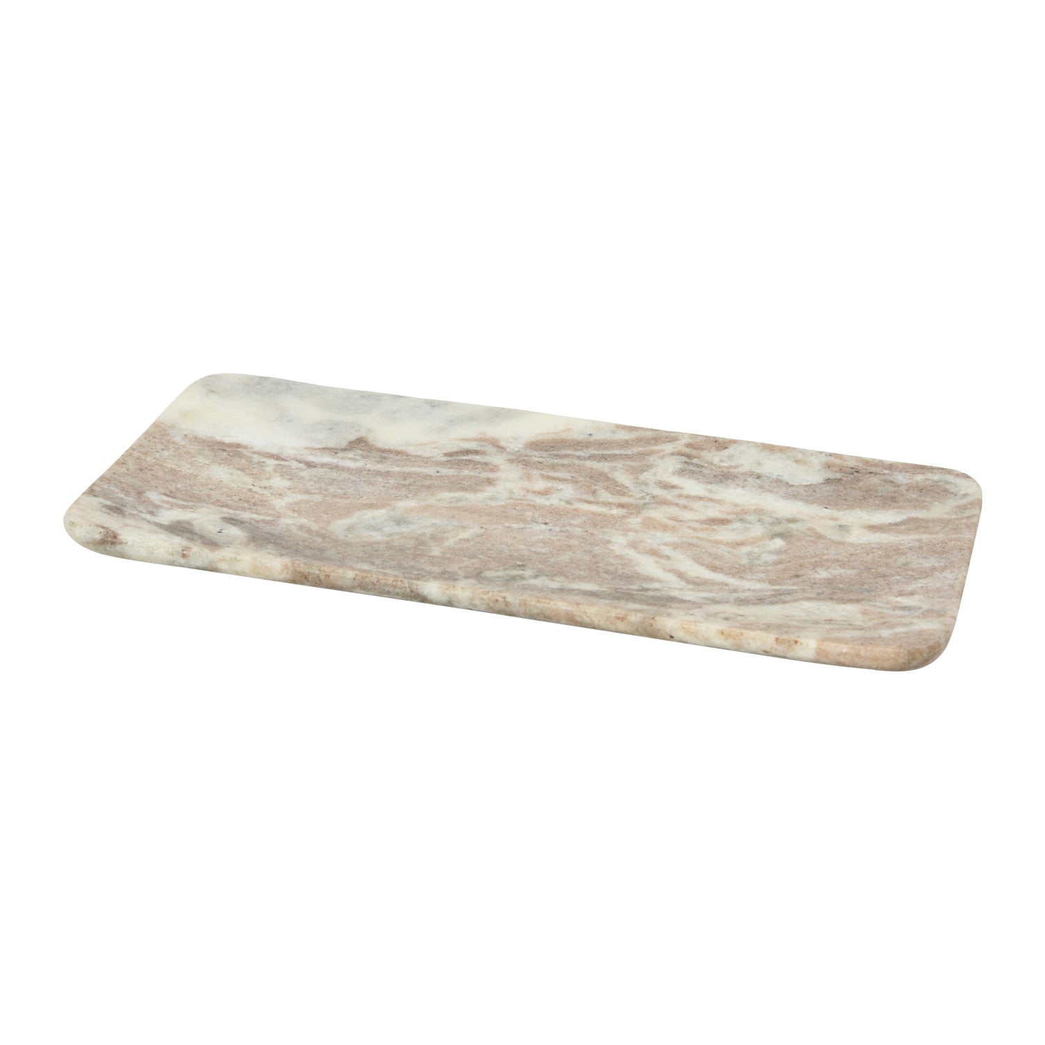 Rectangular marble cutting board on a white background
