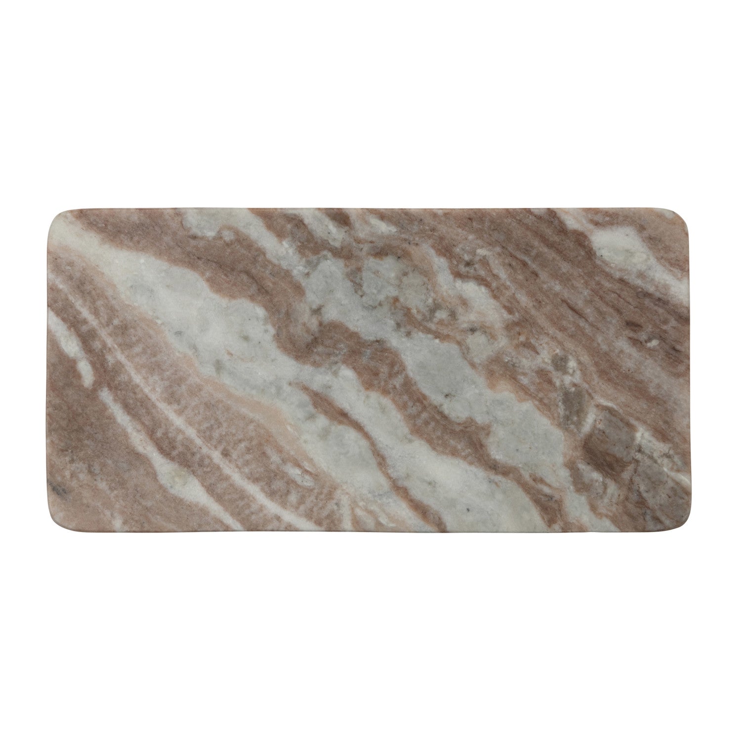 Marble-patterned rectangular tray on a white background