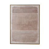 Abstract art piece with brown and beige tones in a gold frame on a white background