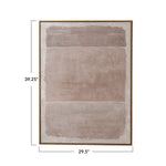 Abstract art piece with a gold frame and measurements on a white background