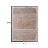 Abstract art piece with a gold frame and measurements on a white background