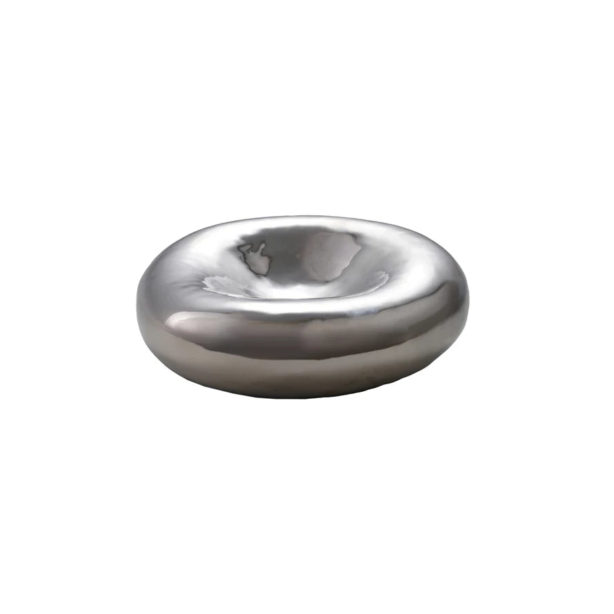 Metallic bowl on a white background