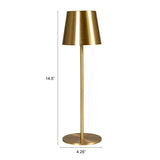 Gold floor lamp with dimensions on a white background