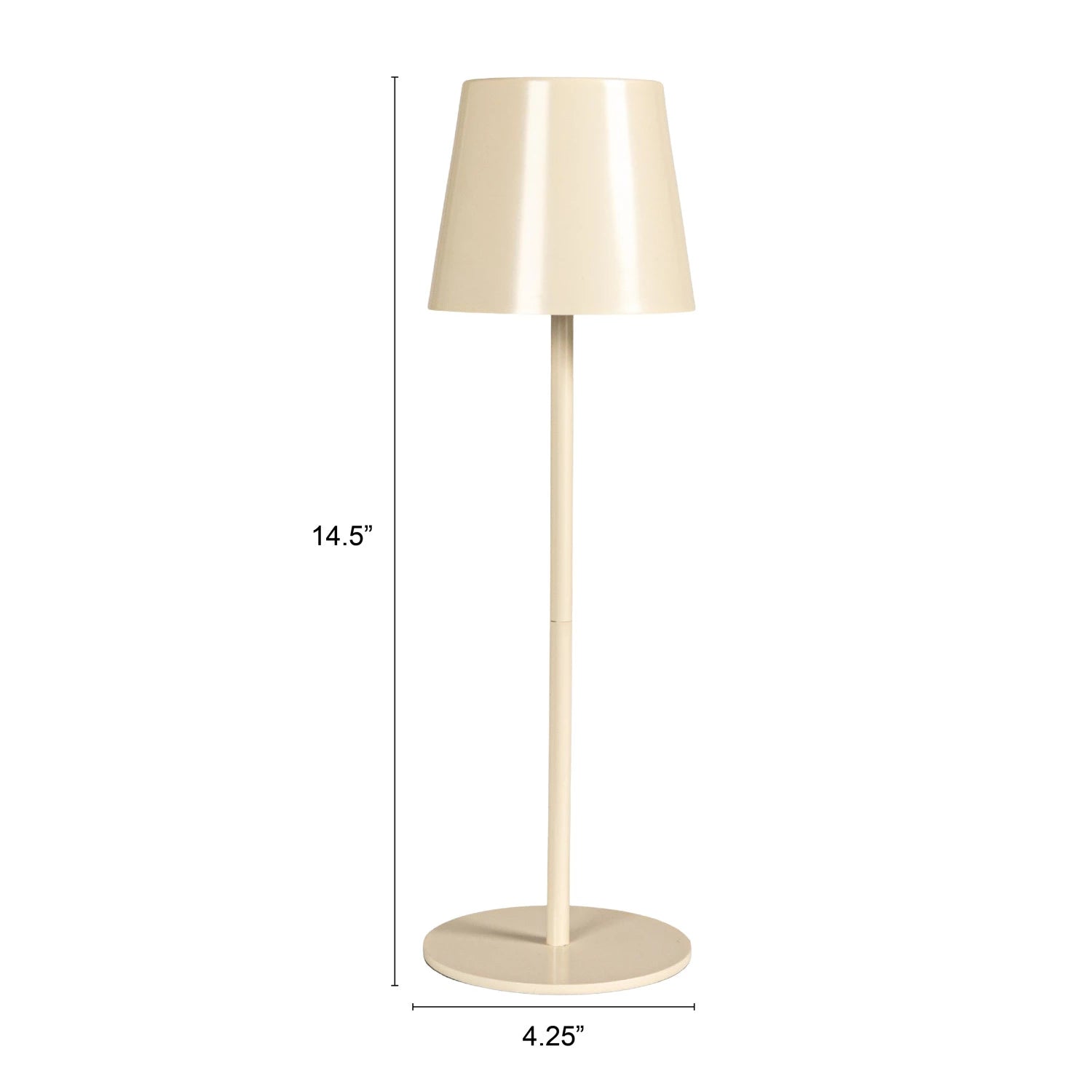 cordless rechargeable cream metal table lamp