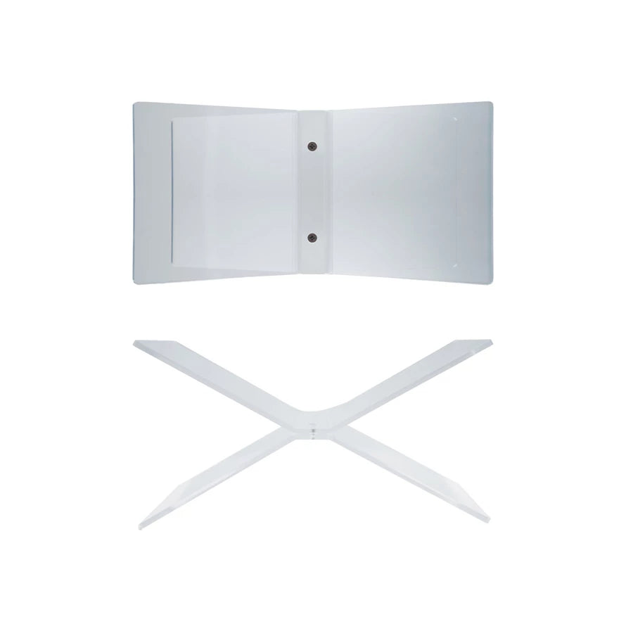 CLEAR ACRYLIC BOOKSTAND on a white background