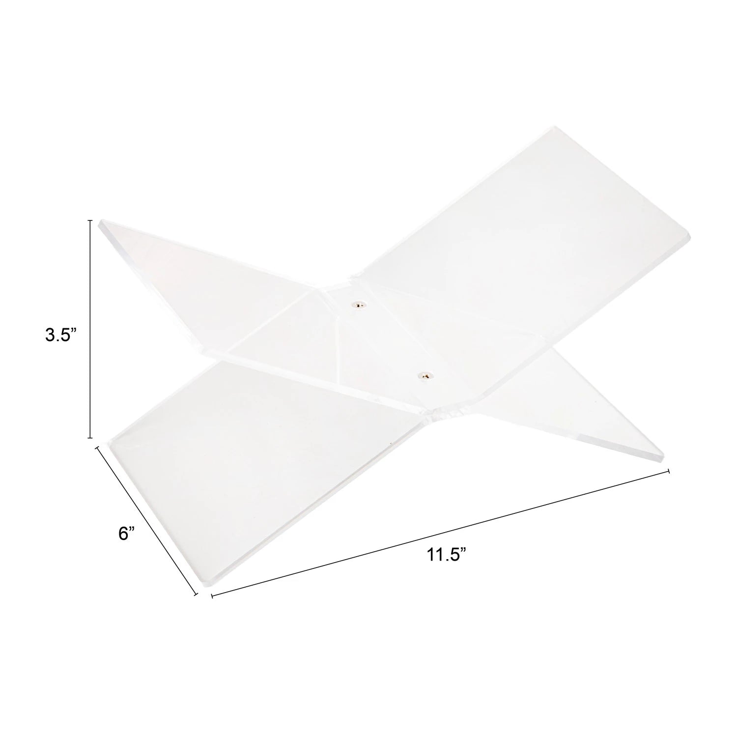 CLEAR ACRYLIC BOOKSTAND on a white background WITH DIMENSIONS