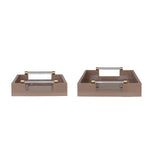 2 taupe MDP lacquer trays on a white background