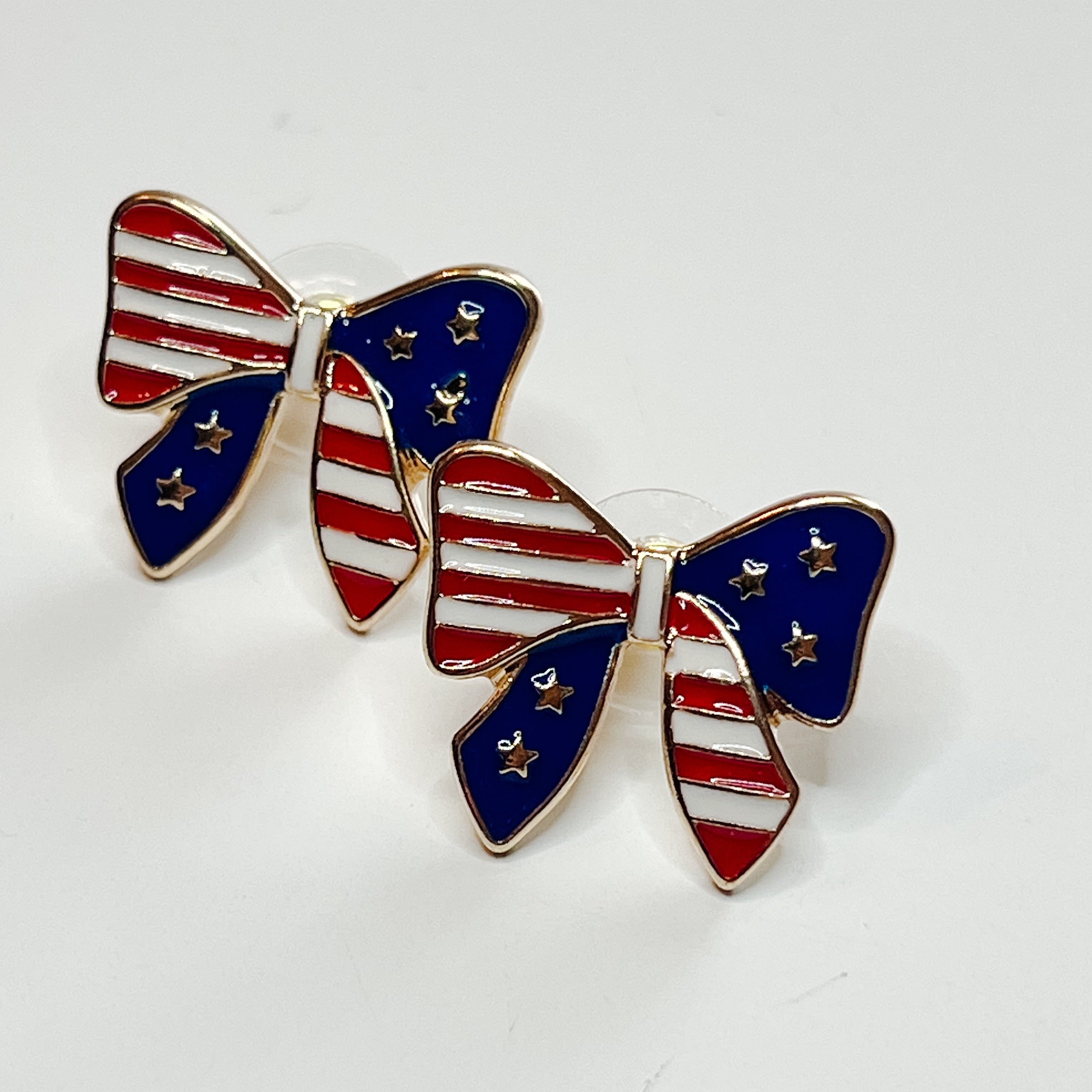 American flag bow stud earrings