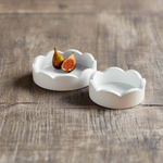 Mini Scalloped white mango wood lacquer Tray, two sizes