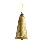 Metal Bell on Jute Rope Hanger, Antique Gold Finish