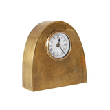 Arched Metal Mantel Clock, Antique Brass Finish