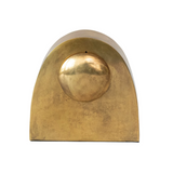 back of Arched Metal Mantel Clock, Antique Brass Finish