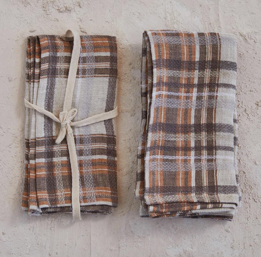 autumn plaid napkins, set of four