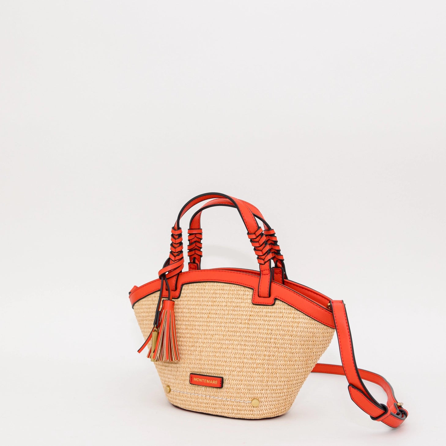 Montemare Palma Crossbody with orange leather accents on a white background