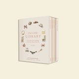 Box set titled 'Our Little Library' with illustrations on a beige background